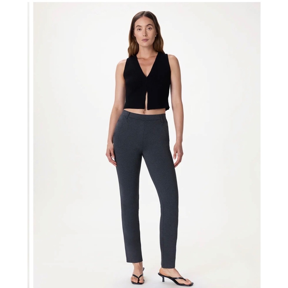 Quince Ultra-Stretch Ponte Straight Leg Pants Charcoal Grey Petite Medium NEW